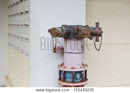 plumbing fire hydrant in a metal line wall fireplug with valves