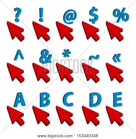 Vector illustration of four types of mouse pointers on white background