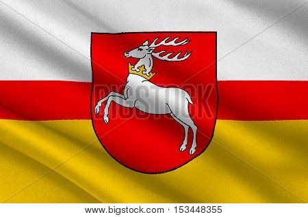 Flag of Lublin Voivodeship or Lublin Province in southeastern Poland. 3d illustration