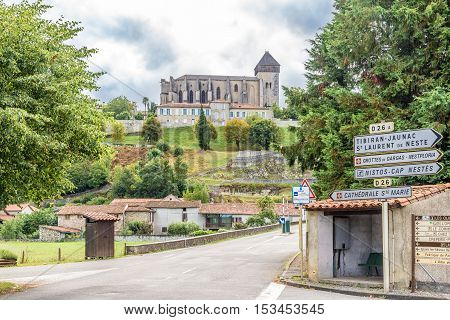 SAINT BERTRAND DE COMINGES,FRANCE - AUGUST 30,2016 - Cathedral of Notre Dame Saint Marie in Saint Bertrand de Comminges which is a commune in the Haute-Garonne department.