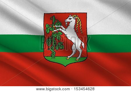 Flag of Lublin city in Lublin Voivodeship in southeastern Poland. 3d illustration