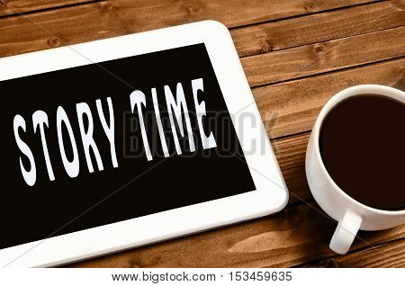 Story time words on digital tablet computer