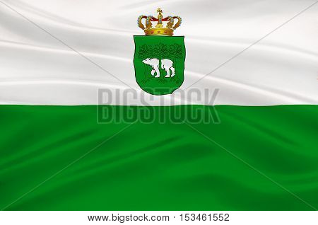 Flag of Chelm city in Lublin Voivodeship in southeastern Poland. 3d illustration