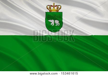 Flag of Chelm city in Lublin Voivodeship in southeastern Poland. 3d illustration