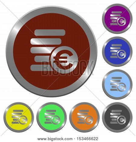 Euro coins icons in color glossy coin-like buttons
