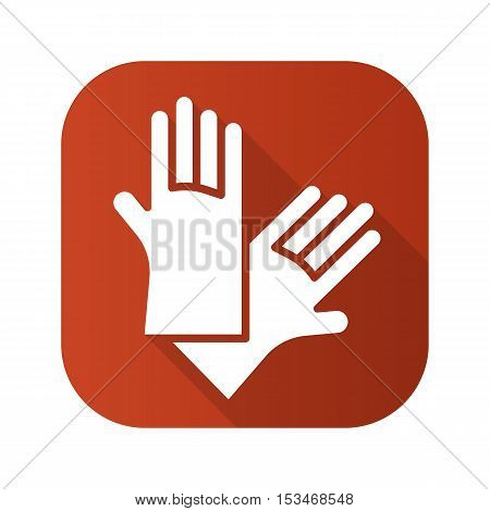 Latex gloves flat design long shadow icon. Vector silhouette symbol