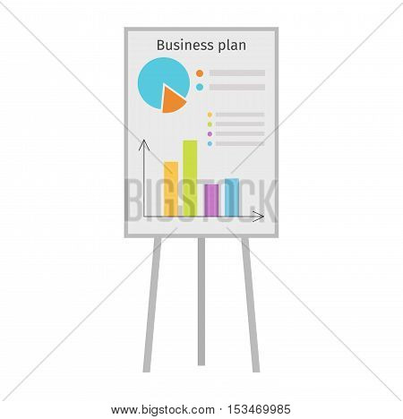 Business graph date chart on whiteboard flipchart icon business presentation vector illustration. Business presentation flipchart icon. Flipchart board with presentation graph. Flipchart icon growth