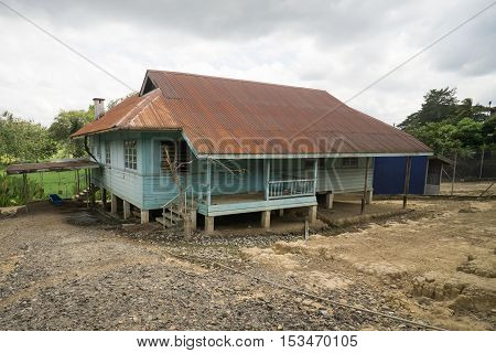 Typical wooden house built as gorvenment officer resident during colonial era in Sabah Borneo.