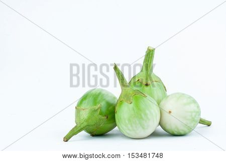 thai eggplant or Yellow berried nightshade on white background eggplant aubergine  vegetable isolated