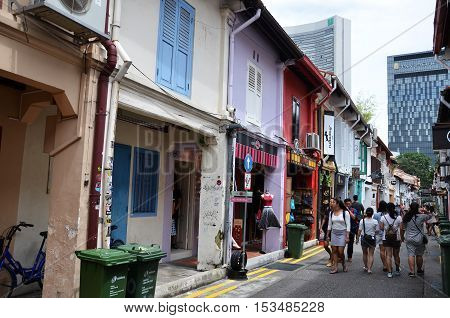 Street View Of Singapore With Haji Lane