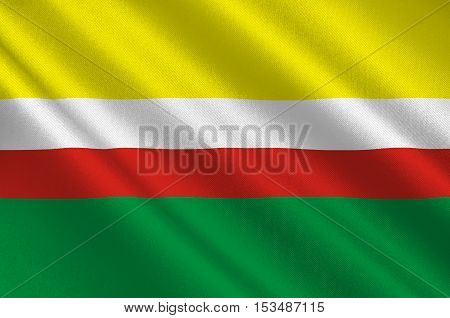 Flag of Lubusz Voivodeship or Lubuskie Province in western Poland. 3d illustration