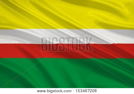 Flag of Lubusz Voivodeship or Lubuskie Province in western Poland. 3d illustration