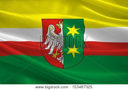 Flag of Lubusz Voivodeship or Lubuskie Province in western Poland. 3d illustration