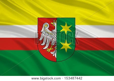 Flag of Lubusz Voivodeship or Lubuskie Province in western Poland. 3d illustration