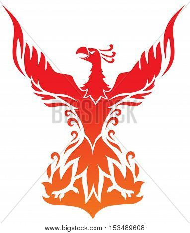burning Phoenix with raised wings vector illustration