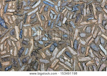 natural paving of garden pathway with scattered stones and gravel