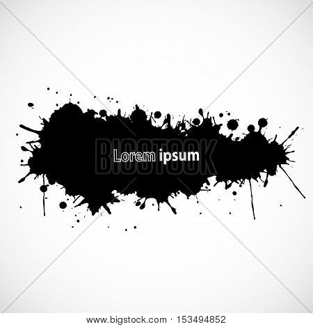 Grunge black ink splash background. Vector Illustration