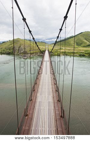 Katun river Bridge near the Multa village. Altai republic