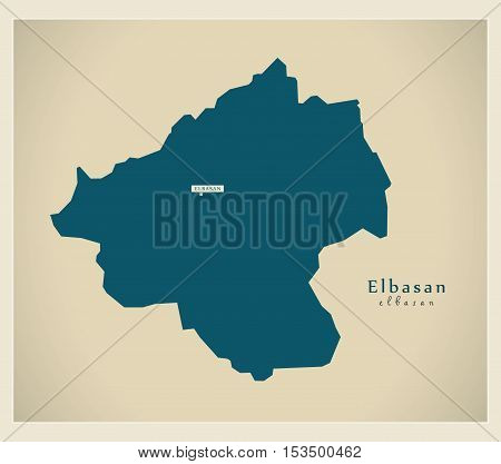 Modern Map - Elbasan AL Albania vector