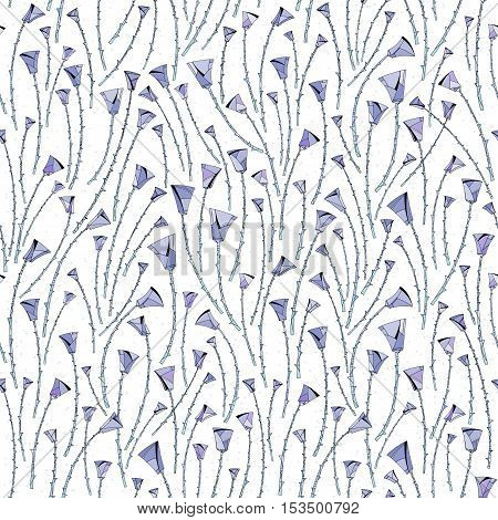 Abstract flowers seamless pattern. Hand drawn floral vector background.
