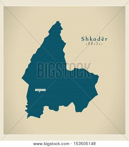 Modern Map - Shkoder AL Albania vector