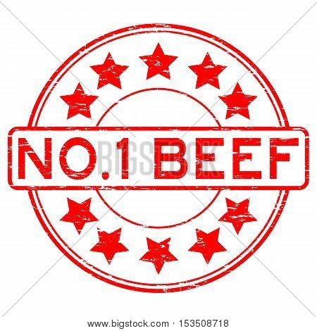 Grunge red no. 1 beef with star rubber stamp