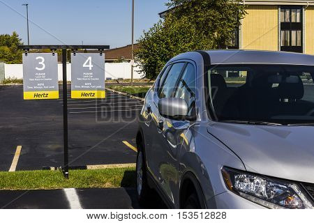 Indianapolis - Circa October 2016: Local Hertz Car Rental Location. Hertz is the largest U.S. car rental company by sales III