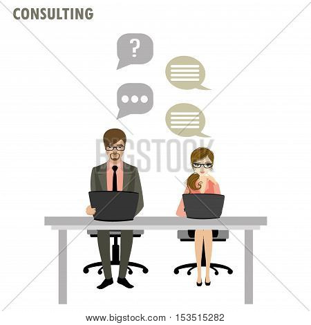 Flat character of business consulting concept isolated on white background stock vector illustration