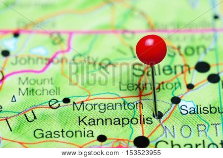 Kannapolis pinned on a map of North Carolina, USA