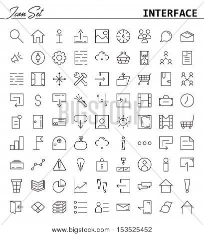 81 thin line icons for Web and Mobile. Light version. Collection of high quality outline pictogram of user's interface. Signs, icons and button for website, mobile app, logo, etc.