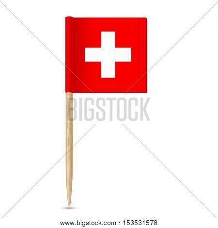 Swiss flag. Flag toothpick Switzerland 10eps