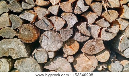 A closeup of wood logs texture as background