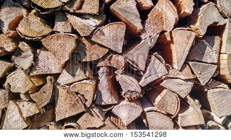 A closeup of wood logs texture as background