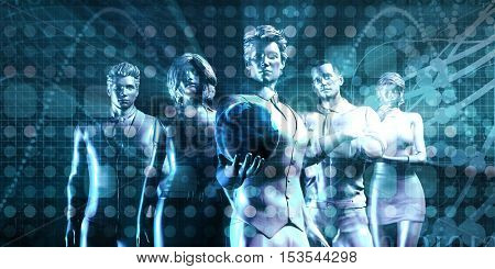 Global Company Team with Business People and Globe 3d Illustration Render