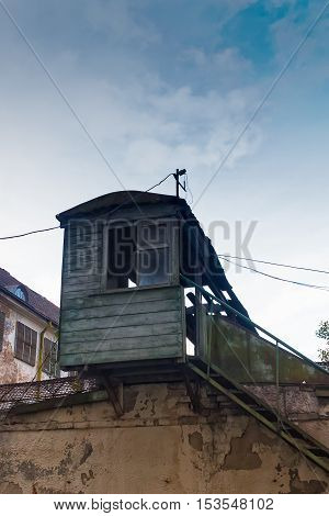 A guard tower in the Patarei prison area in Tallinn Estonia. The prison was still in use in 2002 although it was originally built in 1840.