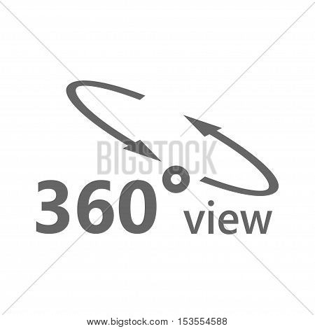 360 degree views of vector circle icons isolated from the background. Signs with arrows to indicate the rotation or panoramas to 360 degrees.