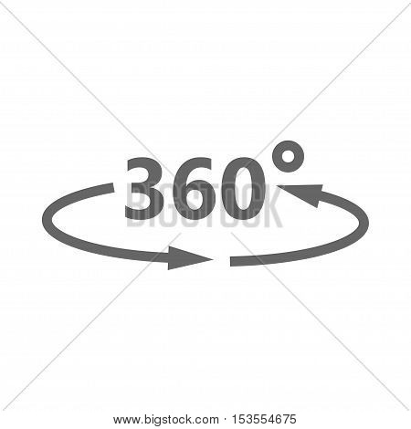 360 degree views of vector circle icons isolated from the background. Signs with arrows to indicate the rotation or panoramas to 360 degrees.