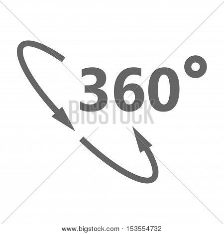360 degree views of vector circle icons isolated from the background. Signs with arrows to indicate the rotation or panoramas to 360 degrees.