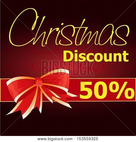 Christmas Sale Text Design Red Background. Vector Illustration
