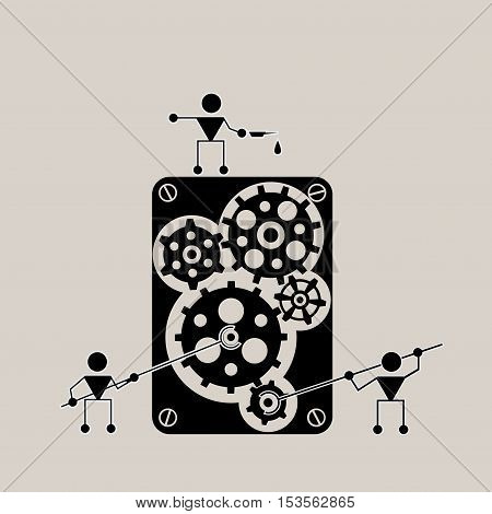 stylistic mechanics repair mechanism on a light brown background