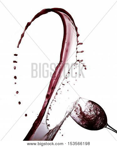 Red Wine Abstract Splashing isolated of white background.