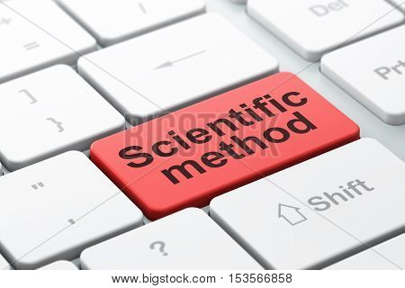 Science concept: computer keyboard with word Scientific Method, selected focus on enter button background, 3D rendering