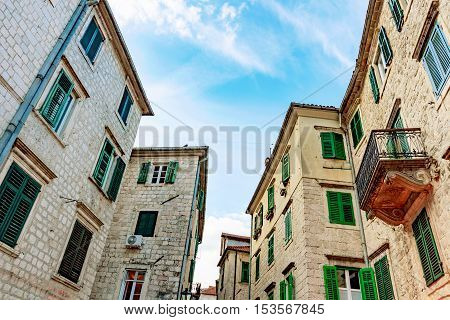 Old apartment buildings in Kotor old town