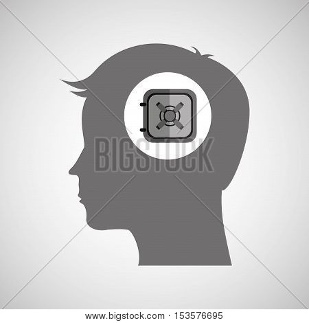 head thinking in securiy design, vector illustration