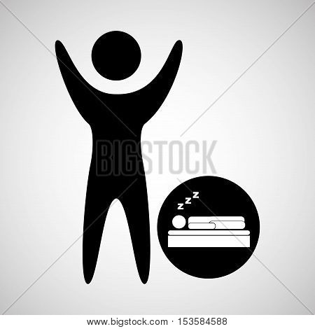 happy man with symbol sleep dreams icon vector illustration