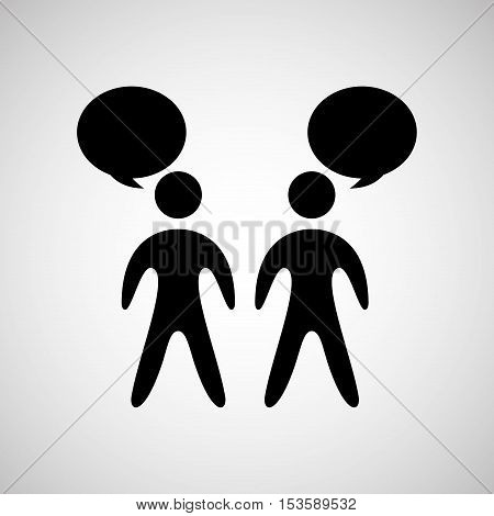 silhouette two prson bubble specch design graphic vector illustration