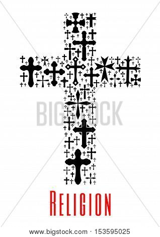 Christianity cross icon. Artistic vector isolated religion symbol of crucifix elements. Religious decoration emblem, design element for religious holidays, events