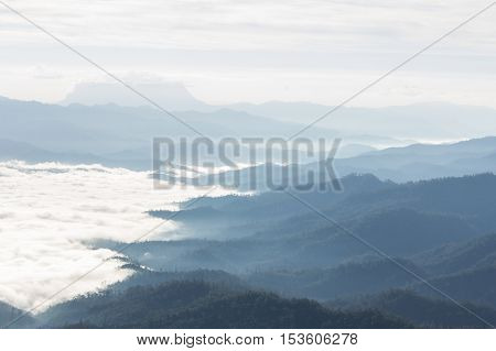Sea Of Mist With Doi Luang Chiang Dao, View Form Doi Dam in Wianghaeng Chiangmai Thailand