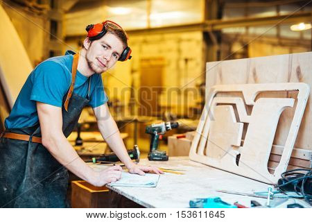 Carpenter in workroom