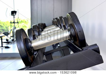 beside of dumbbells on release with white background